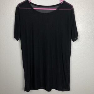 No Brand Sheer Short Sleeve Black Top Approx Size Large Club Layering Piece